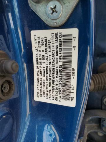 19XFB2F56EE260615 - 2014 HONDA CIVIC LX BLUE photo 12