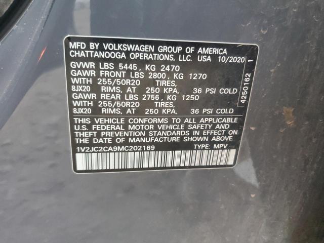 1V2JC2CA9MC202169 - 2021 VOLKSWAGEN ATLAS CROS SE GRAY photo 12