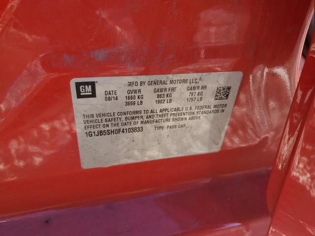 1G1JB5SH0F4103833 - 2015 CHEVROLET SONIC LS RED photo 12