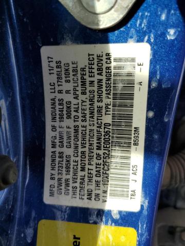 19XFC2F52JE003670 - 2018 HONDA CIVIC LX BLUE photo 12