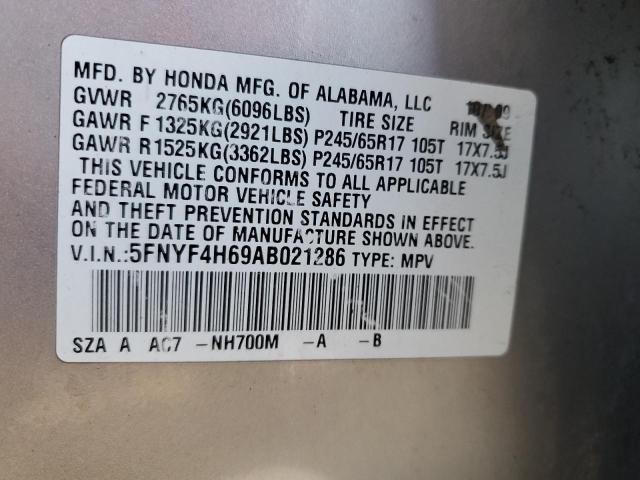 5FNYF4H69AB021286 - 2010 HONDA PILOT EXL SILVER photo 13