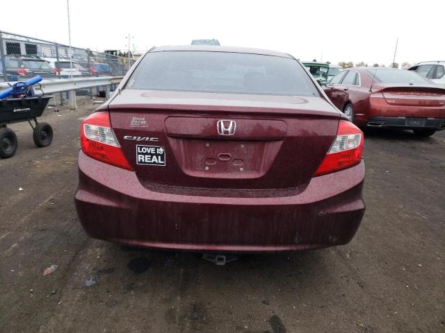 2HGFB2F51CH555429 - 2012 HONDA CIVIC LX BURGUNDY photo 6