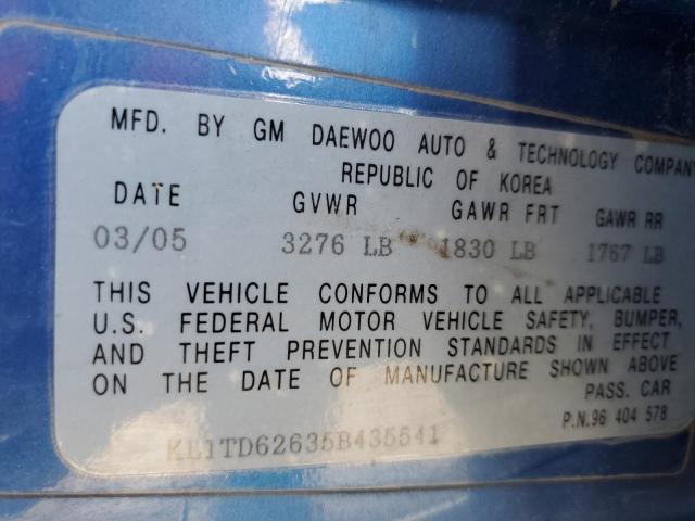 KL1TD62635B435541 - 2005 CHEVROLET AVEO BASE İki rəngli foto 13