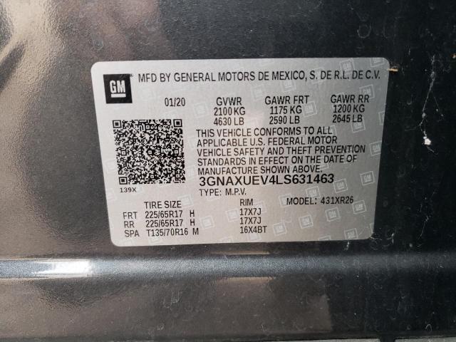 3GNAXUEV4LS631463 - 2020 CHEVROLET EQUINOX LT GRAY photo 13