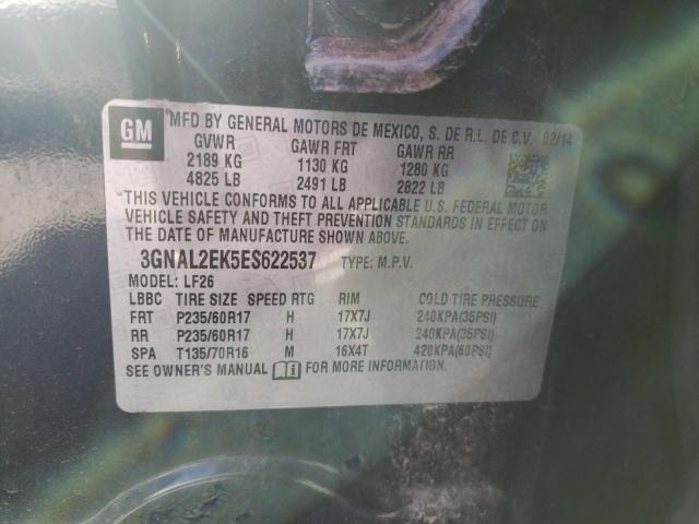 3GNAL2EK5ES622537 - 2014 CHEVROLET CAPTIVA LS შავი ფოტო 12