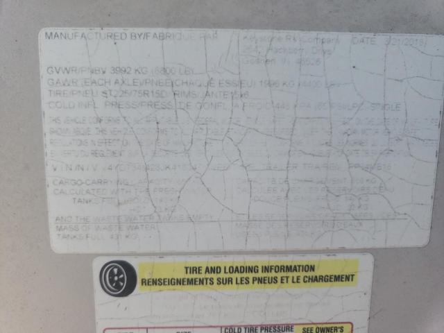 4YDT34M28JK418347 - 2018 KEYSTONE PASSPORT WHITE photo 10