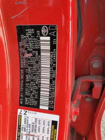 2T1KR32E86C596434 - 2006 TOYOTA COROLLA MA XR RED photo 13