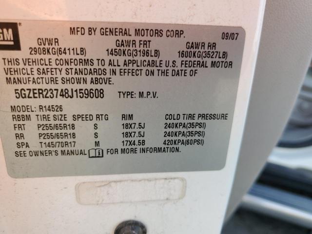 5GZER23748J159608 - 2008 SATURN OUTLOOK XR WHITE photo 12