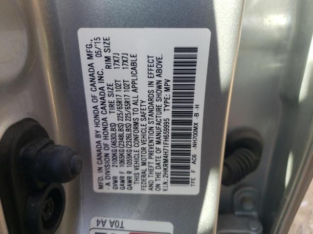 2HKRM4H71FH659995 - 2015 HONDA CR-V EXL SILVER photo 13