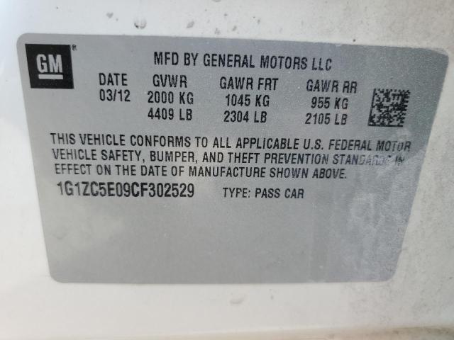 1G1ZC5E09CF302529 - 2012 CHEVROLET MALIBU 1LT 白色 照片 13