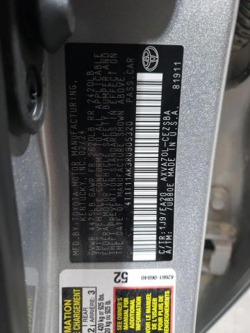 4T1T11AK3RU905320 - 2024 TOYOTA CAMRY SE NIGHT SHADE SILVER photo 12