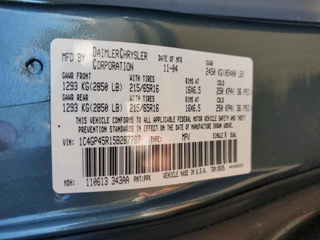 1C4GP45R15B287787 - 2005 CHRYSLER TOWN & COU Vert photo 13