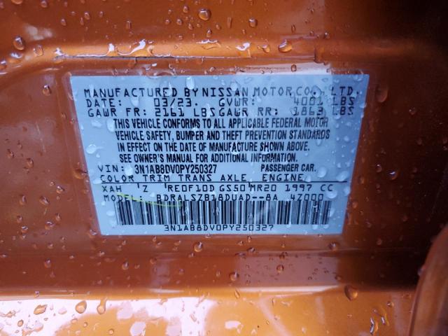 3N1AB8DV0PY250327 - 2023 NISSAN SENTRA SR ORANGE photo 12