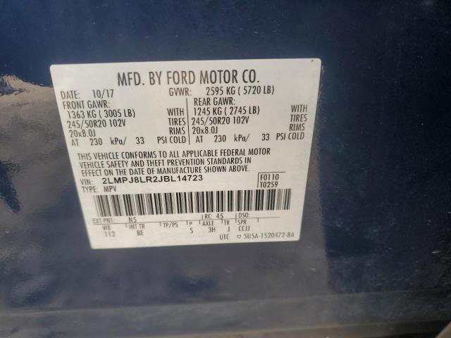 2LMPJ8LR2JBL14723 - 2018 LINCOLN MKX RESERVE Կապույտ լուսանկար 13