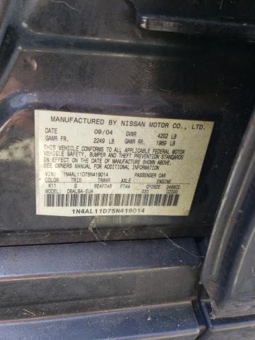 1N4AL11D75N419014 - 2005 NISSAN ALTIMA S GRAY photo 12