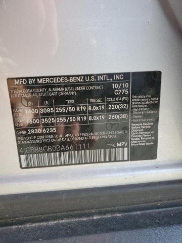 4JGBB8GB0BA661111 - 2011 MERCEDES-BENZ ML 350 4MATIC SILVER photo 13