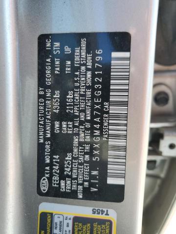 5XXGM4A7XEG321796 - 2014 KIA OPTIMA LX SILVER photo 12