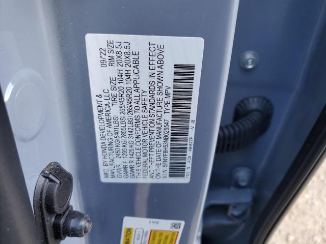 5FNYF8H53NB025547 - 2022 HONDA PASSPORT EXL SILVER photo 14