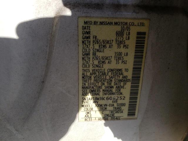 5N1AR18W36C608252 - 2006 NISSAN PATHFINDER LE 白色 照片 13