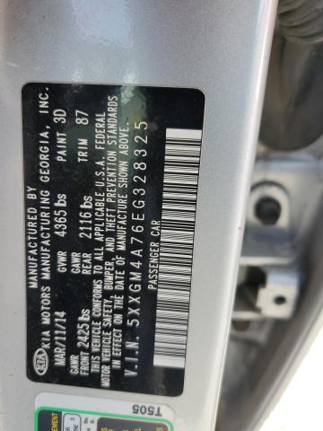 5XXGM4A76EG328325 - 2014 KIA OPTIMA LX SILVER photo 12