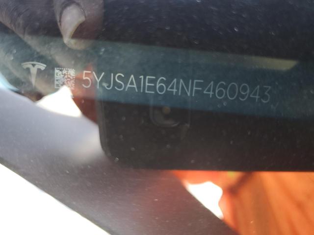 5YJSA1E64NF460943 - 2022 TESLA MODEL S Սև լուսանկար 12