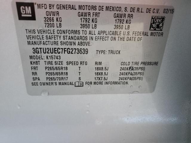 3GTU2UEC7FG273639 - 2015 GMC SIERRA K1500 SLE SILVER photo 12