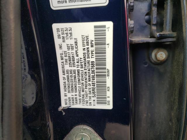 5J6RE48749L067689 - 2009 HONDA CR-V EXL BLUE photo 13