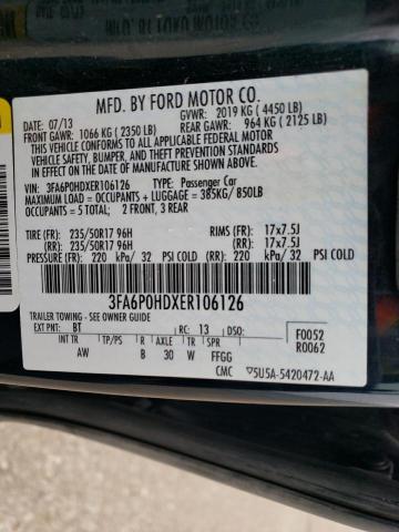 3FA6P0HDXER106126 - 2014 FORD FUSION SE BLACK photo 12