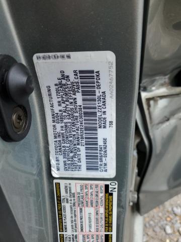 2T1BR32E24C300384 - 2004 TOYOTA COROLLA CE GRAY photo 12