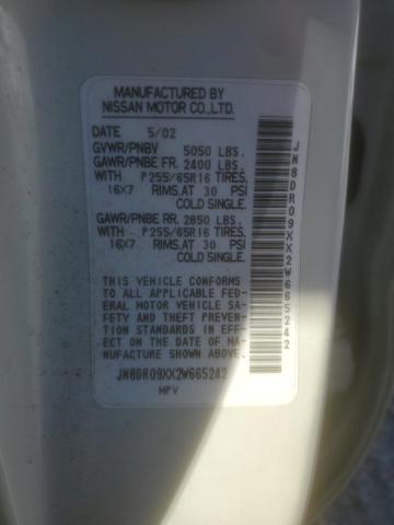 JN8DR09XX2W665242 - 2002 NISSAN PATHFINDER LE WHITE photo 13