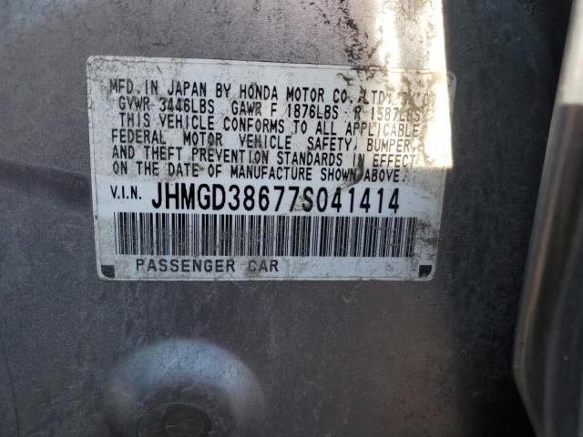 JHMGD38677S041414 - 2007 HONDA FIT S 银色 照片 13