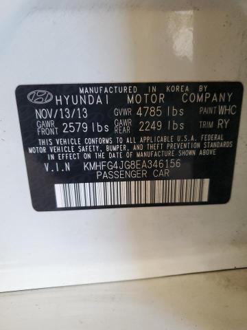 KMHFG4JG8EA346156 - 2014 HYUNDAI AZERA WHITE photo 12