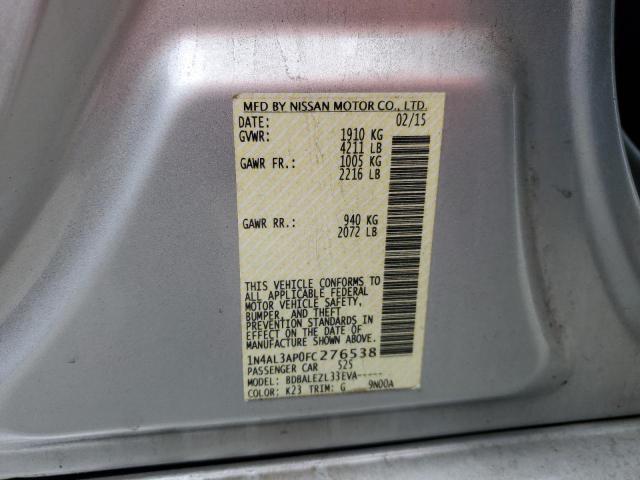 1N4AL3AP0FC276538 - 2015 NISSAN ALTIMA 2.5 SILVER photo 12