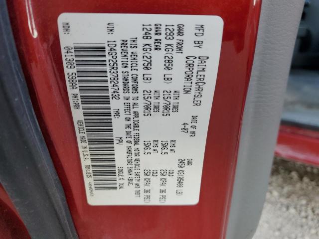 1D4GP25R37B247432 - 2007 DODGE CARAVAN SE RED photo 13