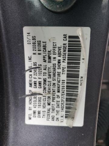 1HGCR2F37EA286769 - 2014 HONDA ACCORD LX GRAY photo 12