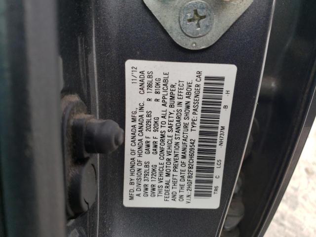 2HGFB2F82CH609542 - 2012 HONDA CIVIC EX BLACK photo 12