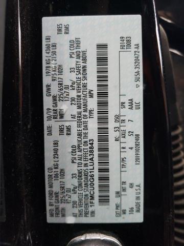 1FMCU0G61LUA38843 - 2020 FORD ESCAPE SE BLACK photo 13