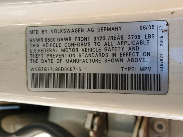 WVGZG77L86D005715 - 2006 VOLKSWAGEN TOUAREG 3.2 WHITE photo 13