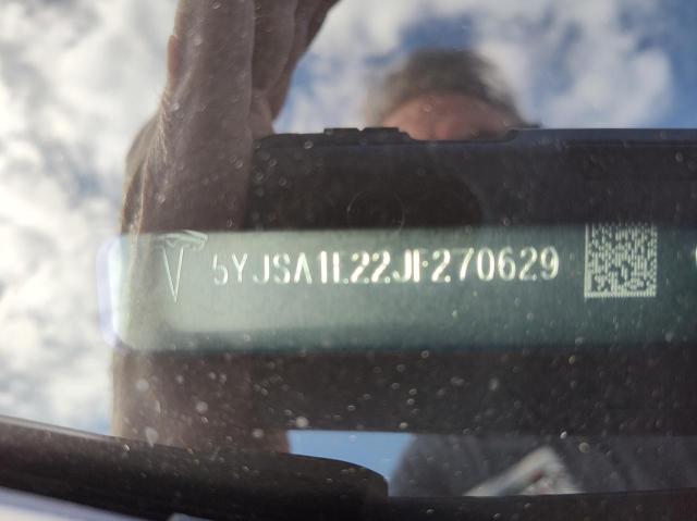 5YJSA1E22JF270629 - 2018 TESLA MODEL S Կապույտ լուսանկար 10