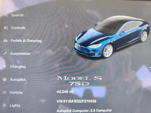 5YJSA1E22JF270629 - 2018 TESLA MODEL S Կապույտ լուսանկար 8