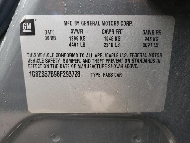 1G8ZS57B98F293728 - 2008 SATURN AURA XE GRAY photo 12