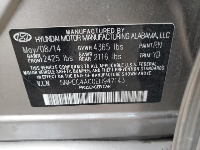 5NPEC4AC0EH947143 - 2014 HYUNDAI SONATA SE GRAY photo 12