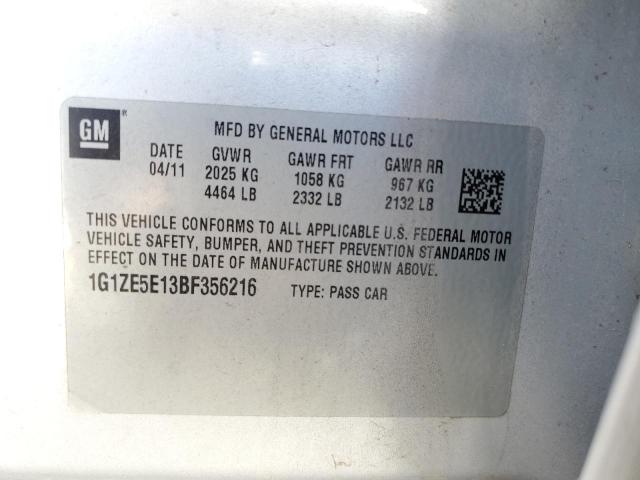 1G1ZE5E13BF356216 - 2011 CHEVROLET MALIBU LTZ 银色 照片 12