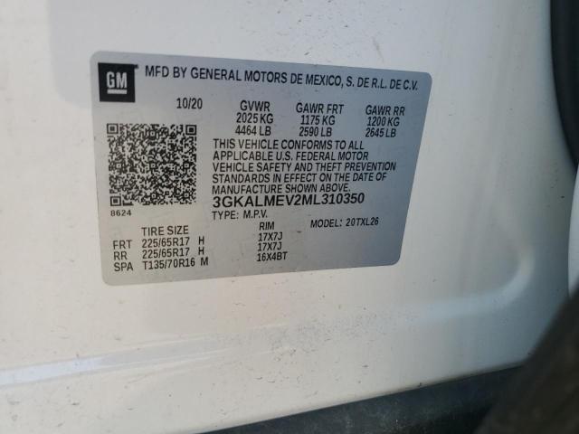 3GKALMEV2ML310350 - 2021 GMC TERRAIN SLE WHITE photo 14