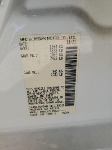 1N4BL4DV5NN301800 - 2022 NISSAN ALTIMA SV WHITE photo 12