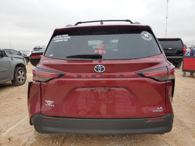 5TDKRKEC1NS118012 - 2022 TOYOTA SIENNA LE RED photo 6
