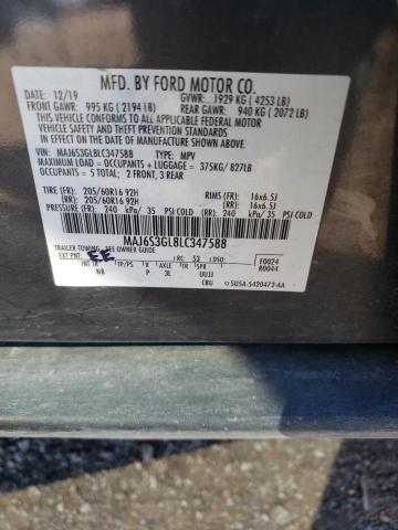 MAJ6S3GL8LC347588 - 2020 FORD ECOSPORT SE GRAY photo 13