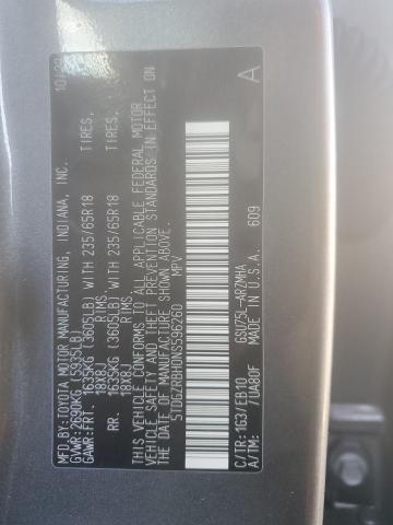 5TDGZRBH0NS596260 - 2022 TOYOTA HIGHLANDER XLE GRAY photo 13