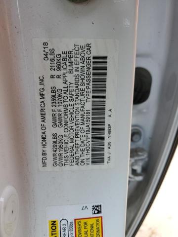 1HGCV1F19JA159181 - 2018 HONDA ACCORD LX WHITE photo 12