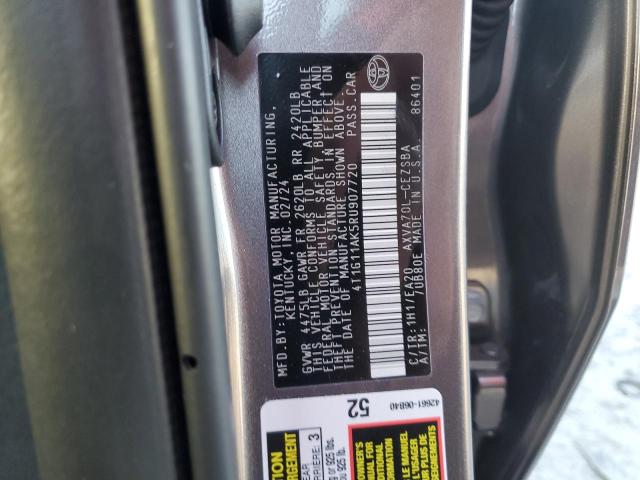 4T1G11AK5RU907720 - 2024 TOYOTA CAMRY SE NIGHT SHADE GRAY photo 12